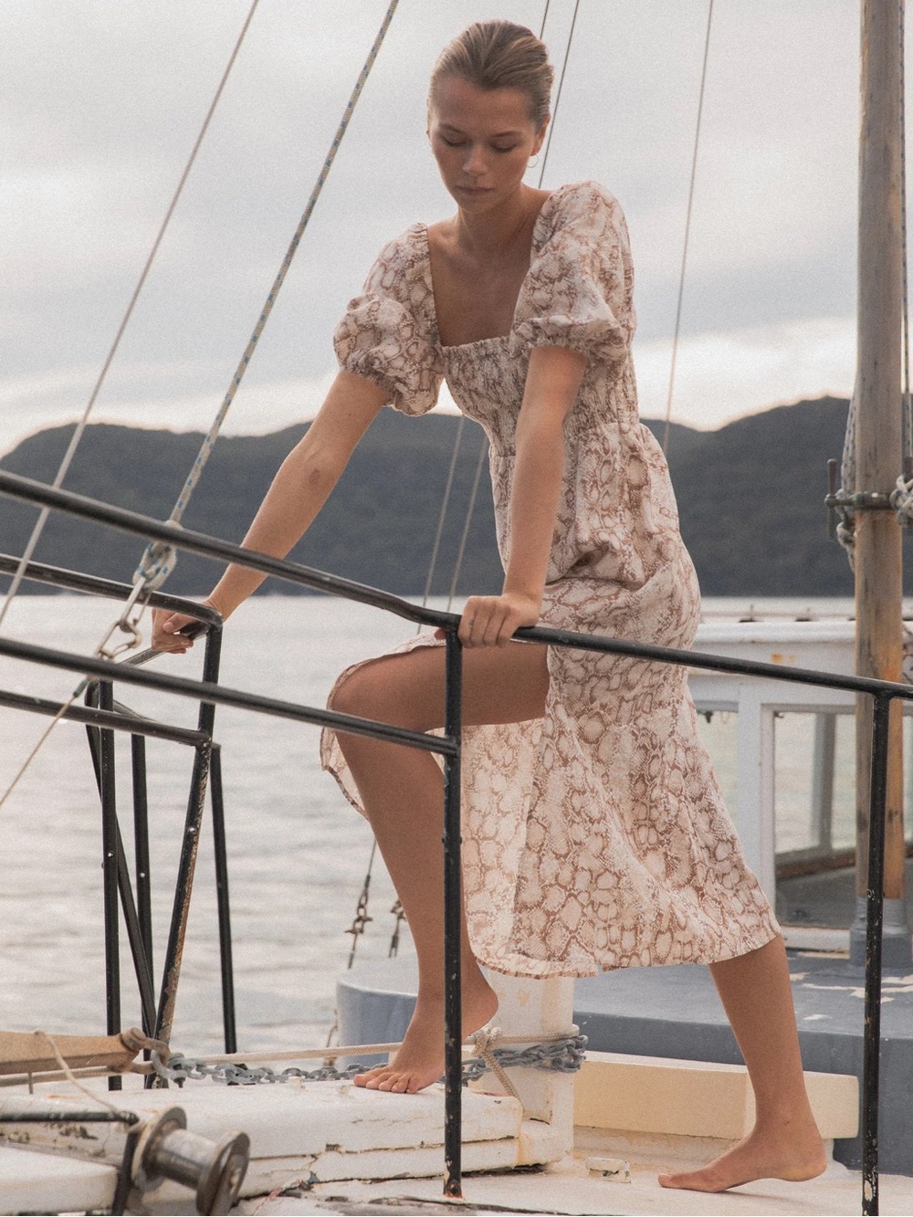 Kivari Angelina Snake Print Midi Dress